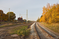 Blick vom Umspannwerk zum Bahnhof Bentwisch
