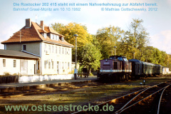 Bahnhof Graal-Müritz mit 202 415 am 10.10.1992