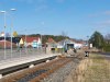 Blick auf den Bahnsteig und das Gleisende