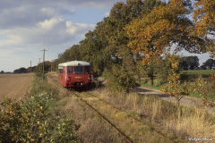 Triebwagen zwischen Landsdorf und Tribsees Landstraße - 18.10.1994