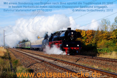 03 1010 mit Dampfsonderzug in Martensdorf