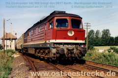 142 003 mit D817 in Martensdorf am 31.08.1991