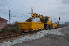 Zweiwegebagger am 29.Oktober 2017 in Stralsund Frankenhafen