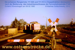 Baureihe 111 020 sowie 111 012 am Bahnübergang in Rövershagen
