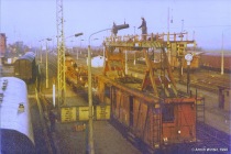 Elektrifizierung im Bahnhof Velgast im Jahr 1990