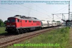 233 662 und 233 043 mit  Unkrautbekämpfungszug in Velgast